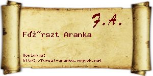Fürszt Aranka névjegykártya
